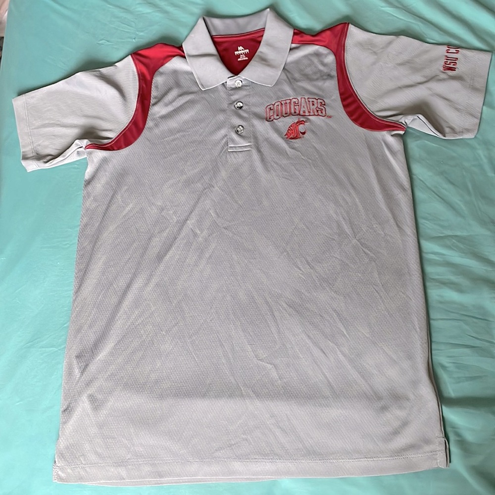 Washington State Cougars Men’s crimson and gray Embroidered Polo WSU athletic